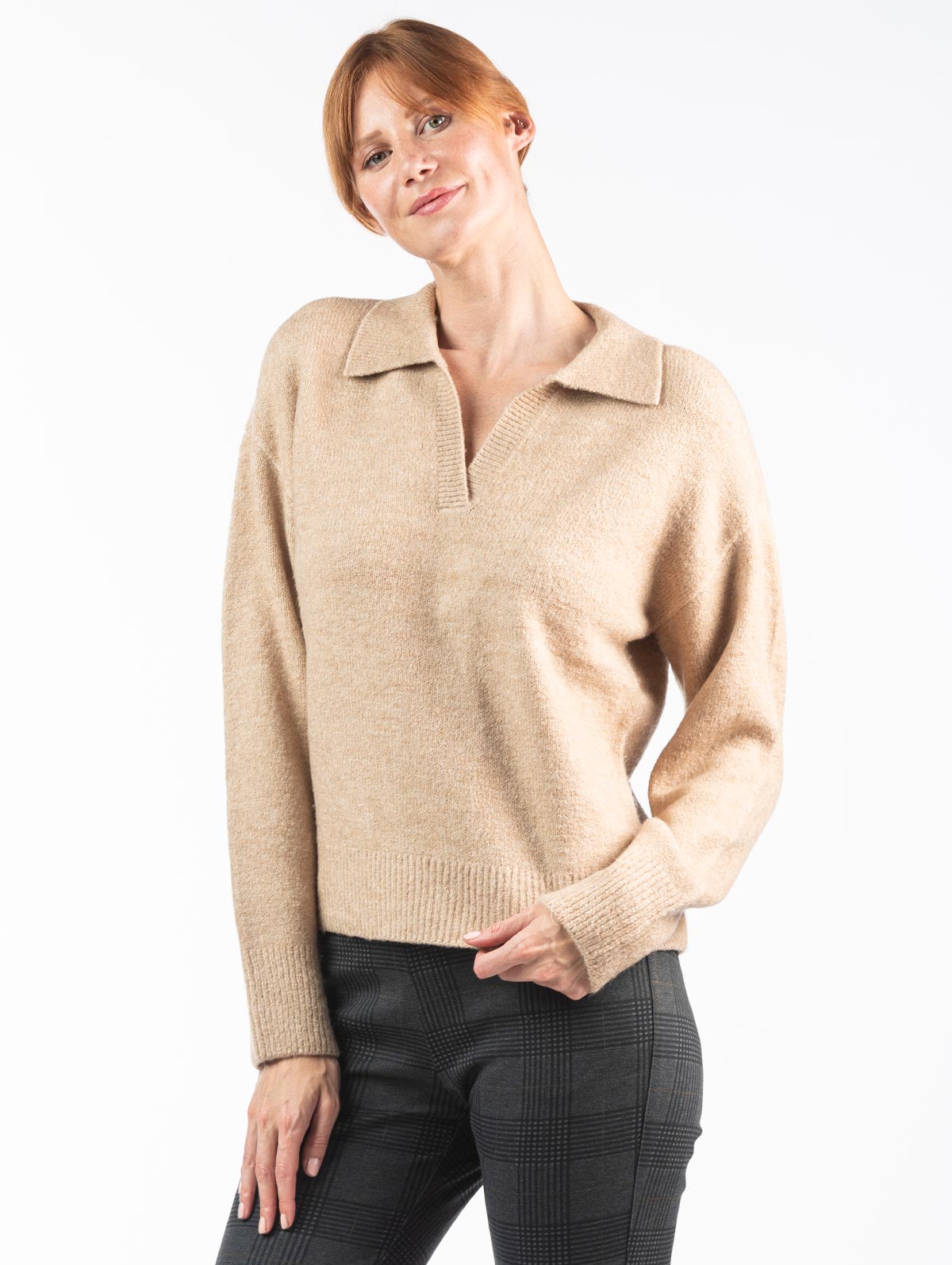 Pull Maille Chinée Col Polo- maboutiqueplus