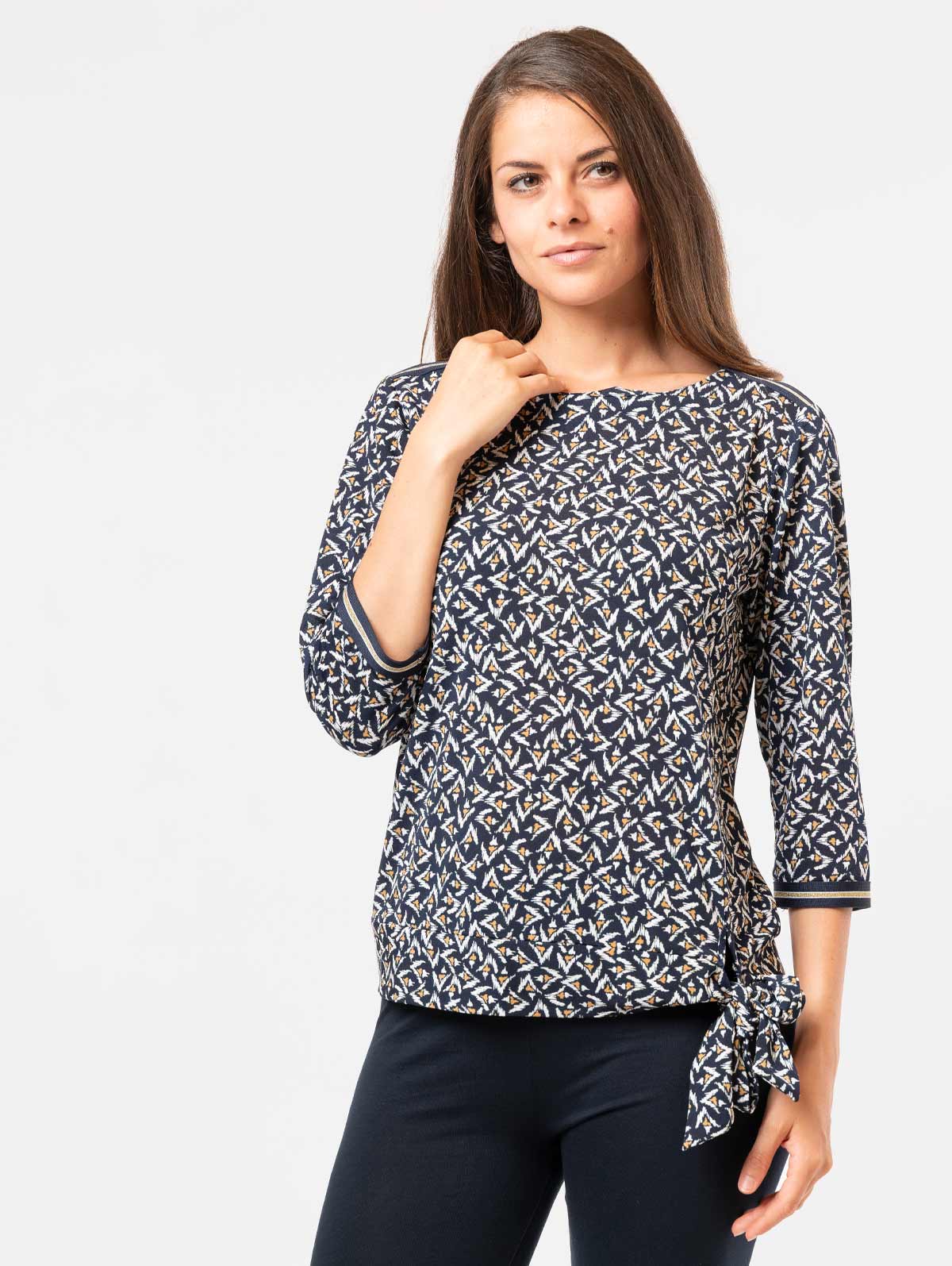 Top imprimé ethnique galons lurex - maboutiqueplus