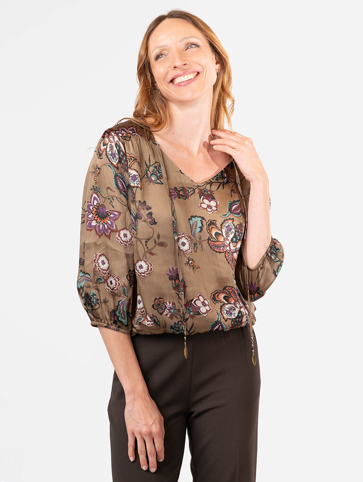 Blouse imprimé cachemire col nouée - maboutiqueplus